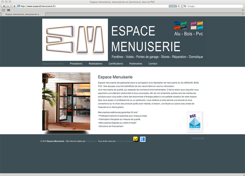 Site internet Espace Menuiserie