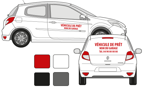 webbycom propose des kits adhésifs pour les professionnels de l'automobile : garage, concession, club, association, …