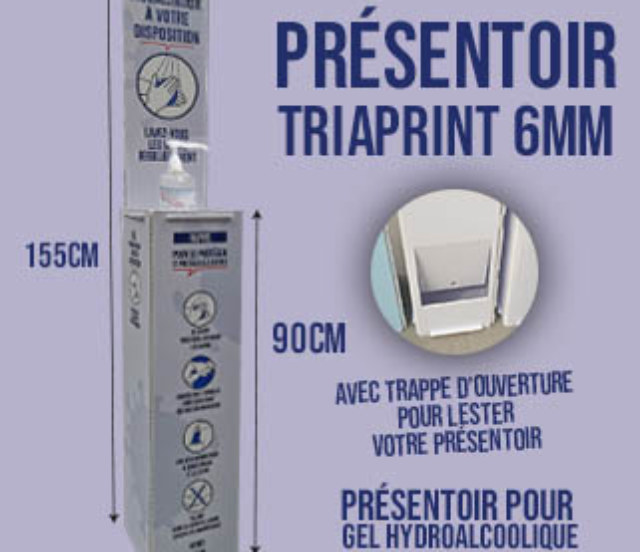 présentoir pour gel hydroalcoolique par webbycom